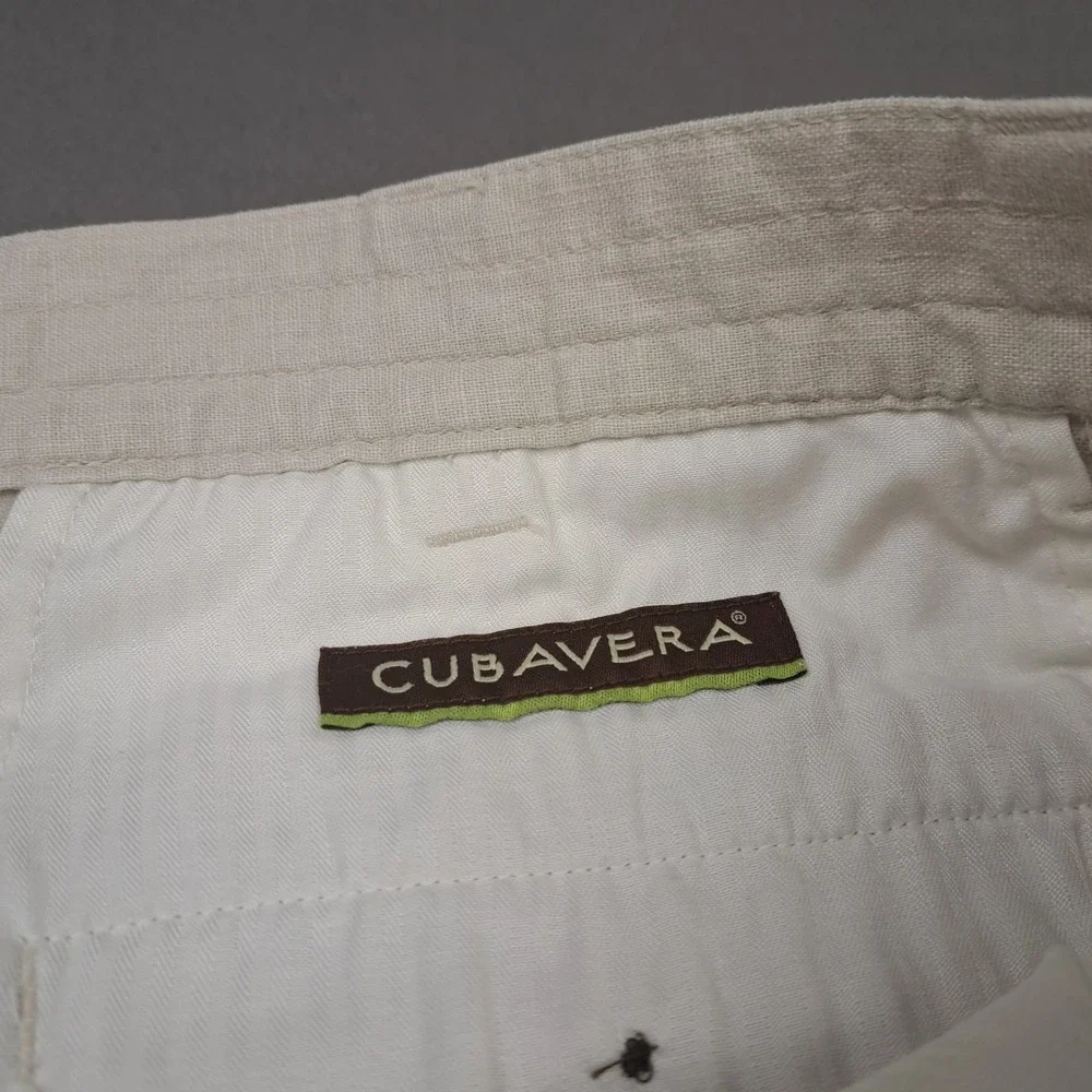Cubavera Linen Shorts Mens 40 Khaki Cargo 10